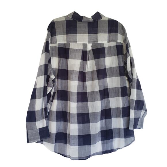 Lane Bryant Shirt Womens Plus Size 22/24 Plaid Blue Gray Button Up Collared New - Picture 2 of 9